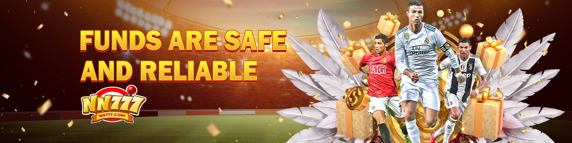 NN777 football-themed brand banner